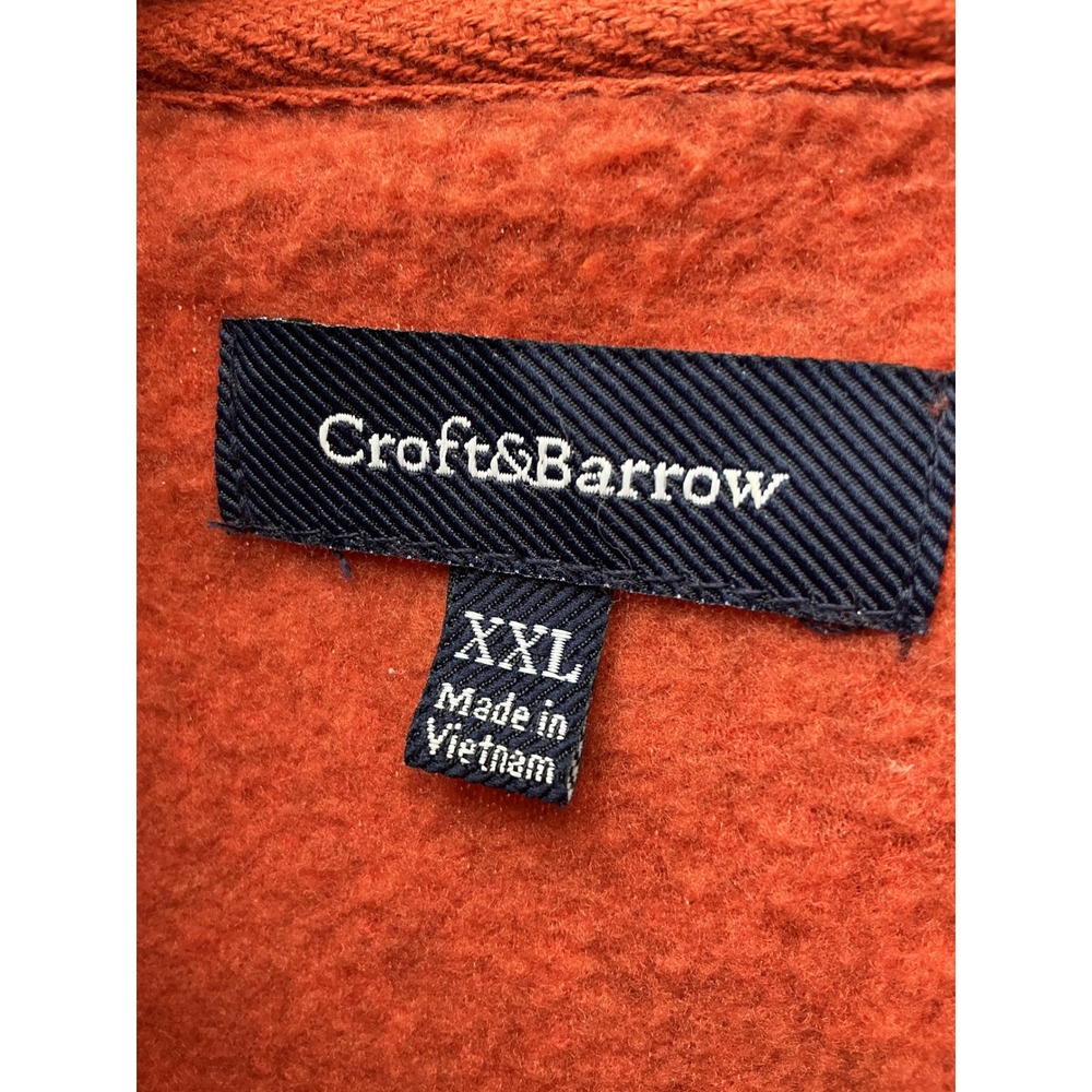 Croft & Barrow Fleece Pullover Mens XXL Orange Excellent Quarter Zip Mock Neck - Picture 2 of 4